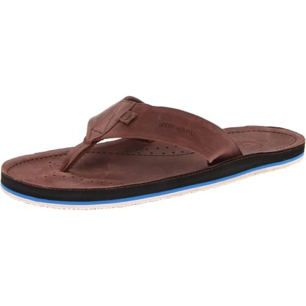 NEW Ocean Minded Men Scorpion Leather Brown Flip Flop